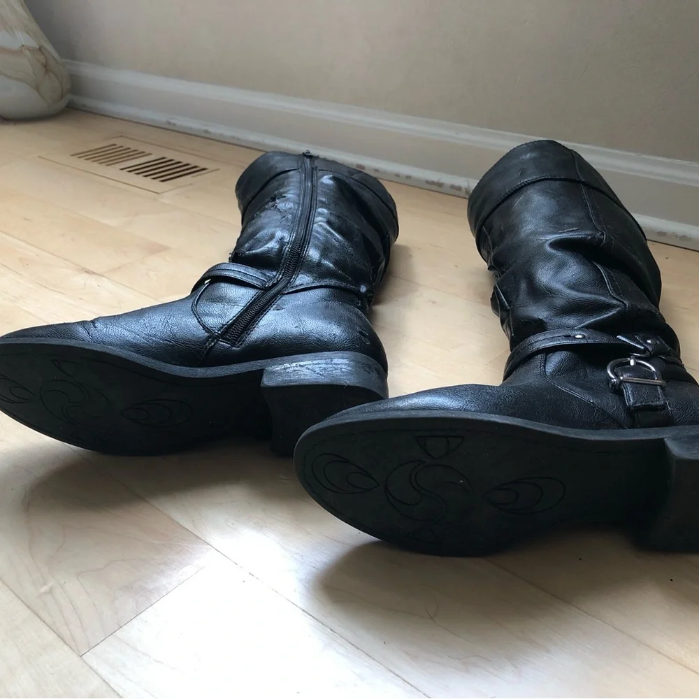 Others Follow Black Over-the-Knee Buckle Riding Boots